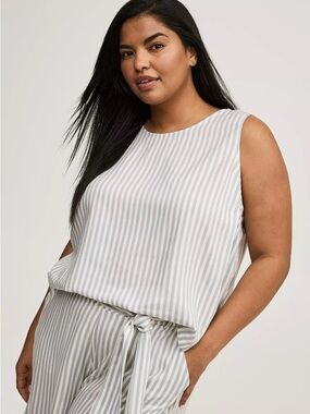 Torrid NWT Gray and White Striped Sleeveless Tank Blouse Size 3X